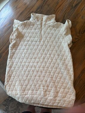 Sleeveless Quilted Mock-Neck Tunic in Cream